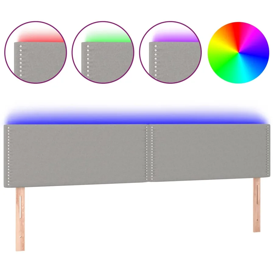 Tête de lit à LED Gris clair 180x5x78/88 cm Tissu - 2