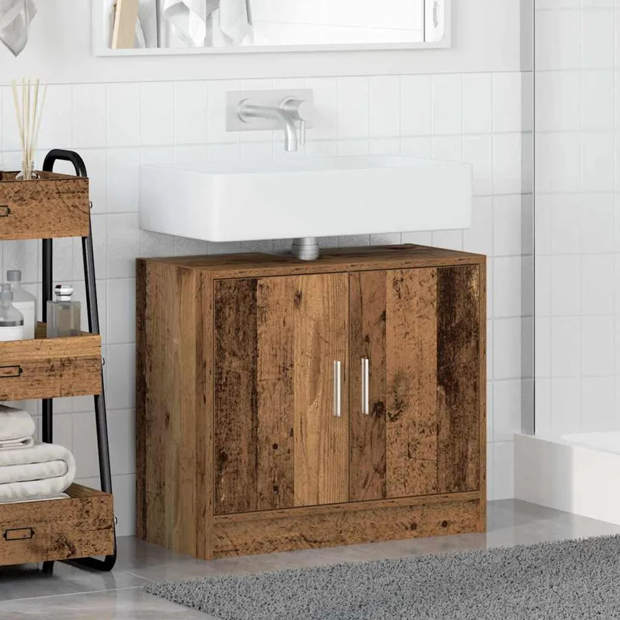 Cabinet de salle de bain avec porte Bois Ancien 63 x 29 x 55 cm - 4