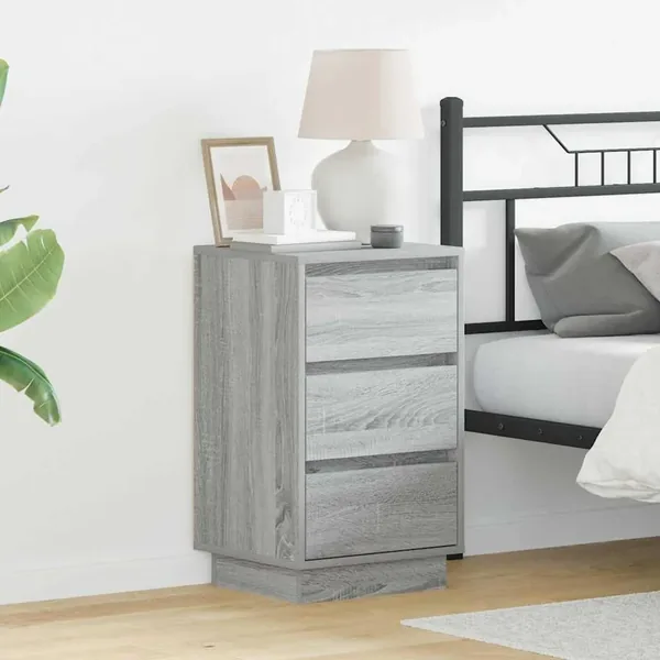 Cabinet de chevet Gris 39 x 34,5 x 65 cm Bois d'ingénierie
