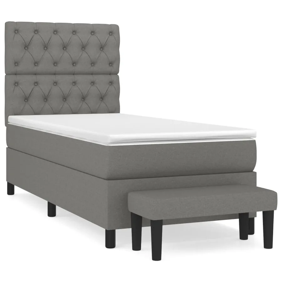 Sommier à lattes de lit avec matelas Gris foncé 80x200 cm Tissu - 2