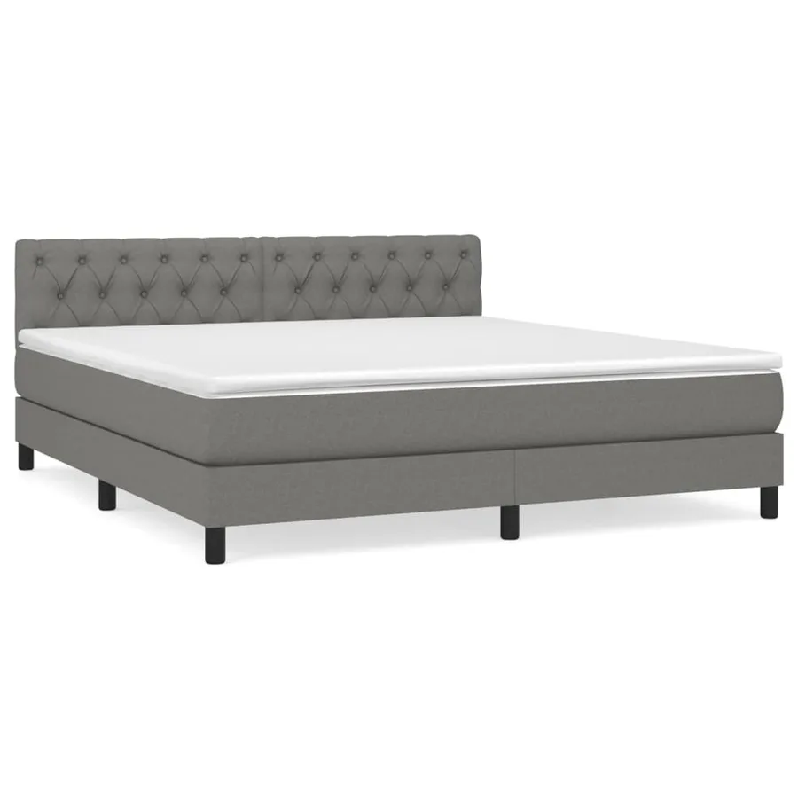 Sommier à lattes de lit avec matelas Gris foncé 160x200cm Tissu - 2