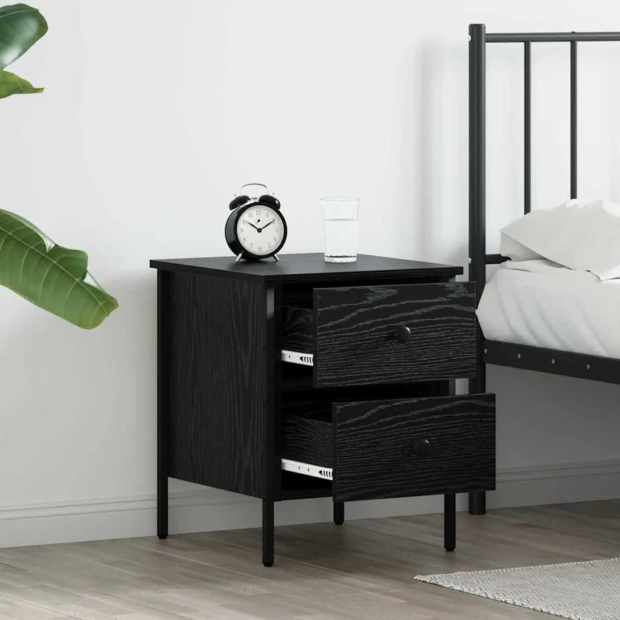 Cabinet de Chevet avec tiroir Chêne noir 40 x 42 x 50 cm - 4