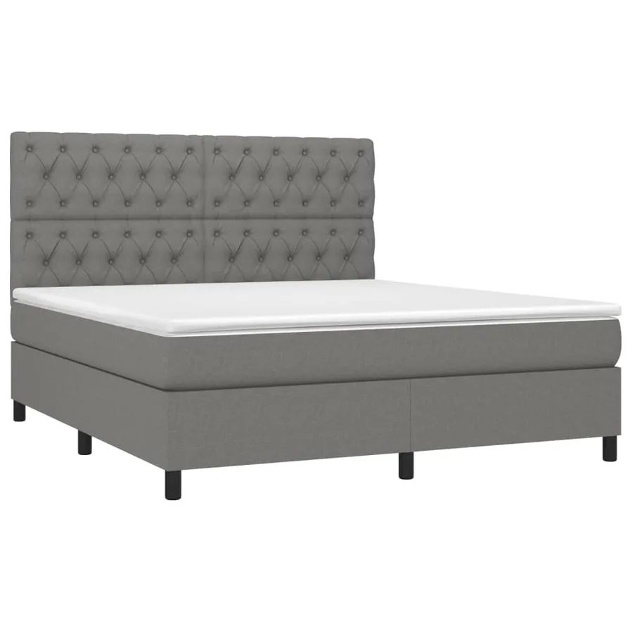 Sommier à lattes de lit avec matelas Gris foncé 160x200cm Tissu - 3