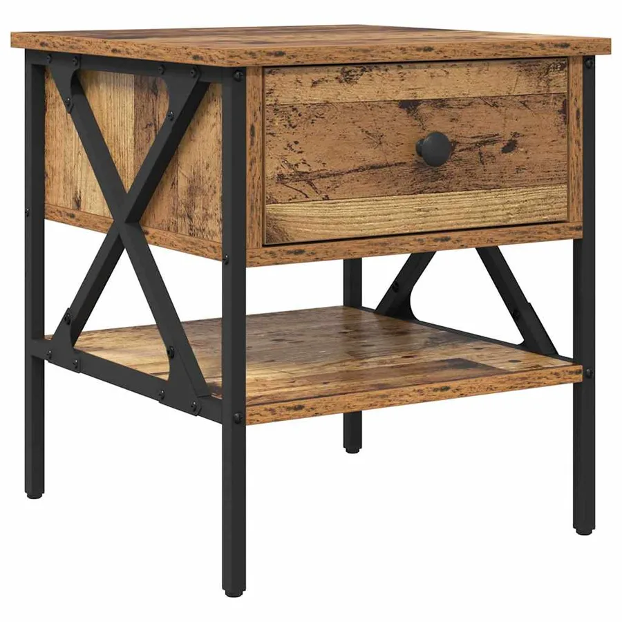 Table de chevet avec tiroir Bois ancien 40 x 42 x 45 cm - 2