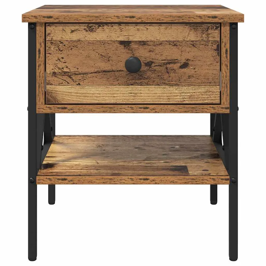 Table de chevet avec tiroir Bois ancien 40 x 42 x 45 cm - 6