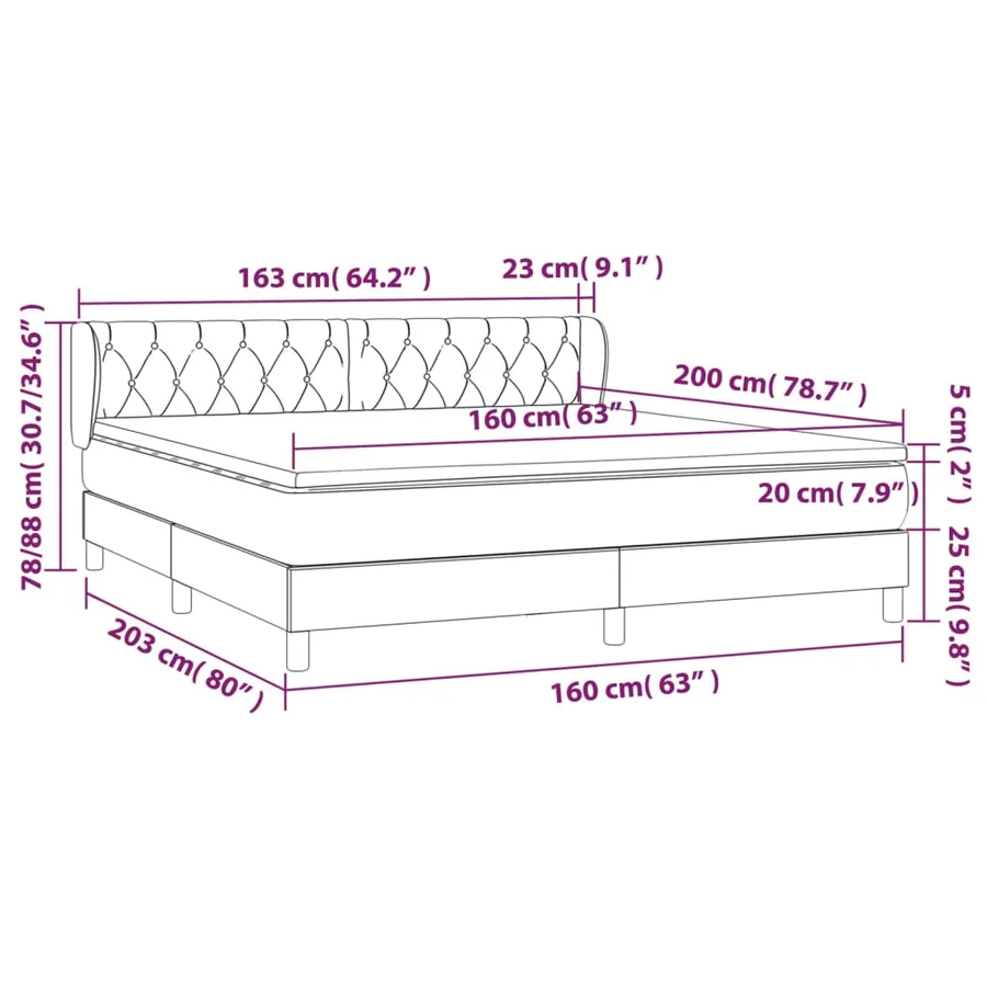 Sommier à lattes de lit avec matelas Gris foncé 160x200cm Tissu - 7