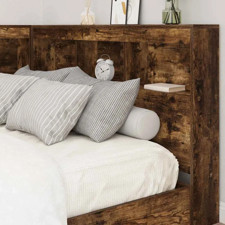 Tête de lit de rangement Chêne fumé 120 cm Bois d'ingénierie - 4