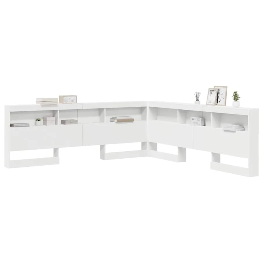 Tête de lit de rangement Blanc 200 cm Bois d'ingénierie - 3