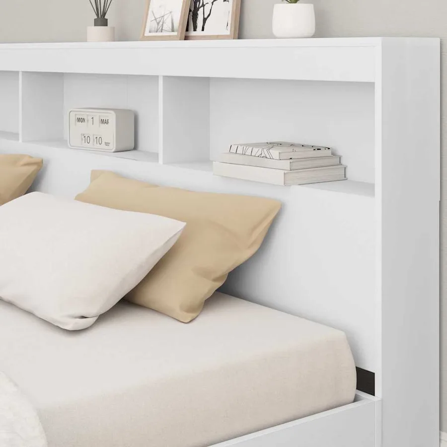 Tête de lit de rangement Blanc 200 cm Bois d'ingénierie - 4