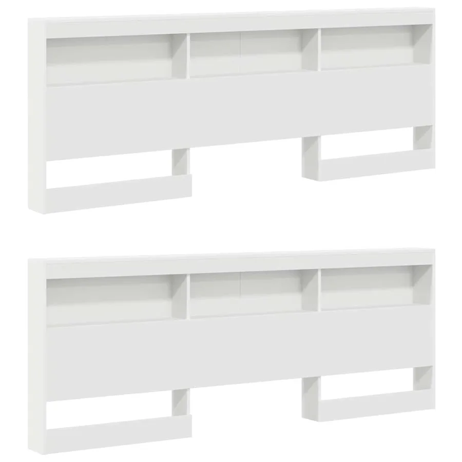 Tête de lit de rangement Blanc 200 cm Bois d'ingénierie - 5