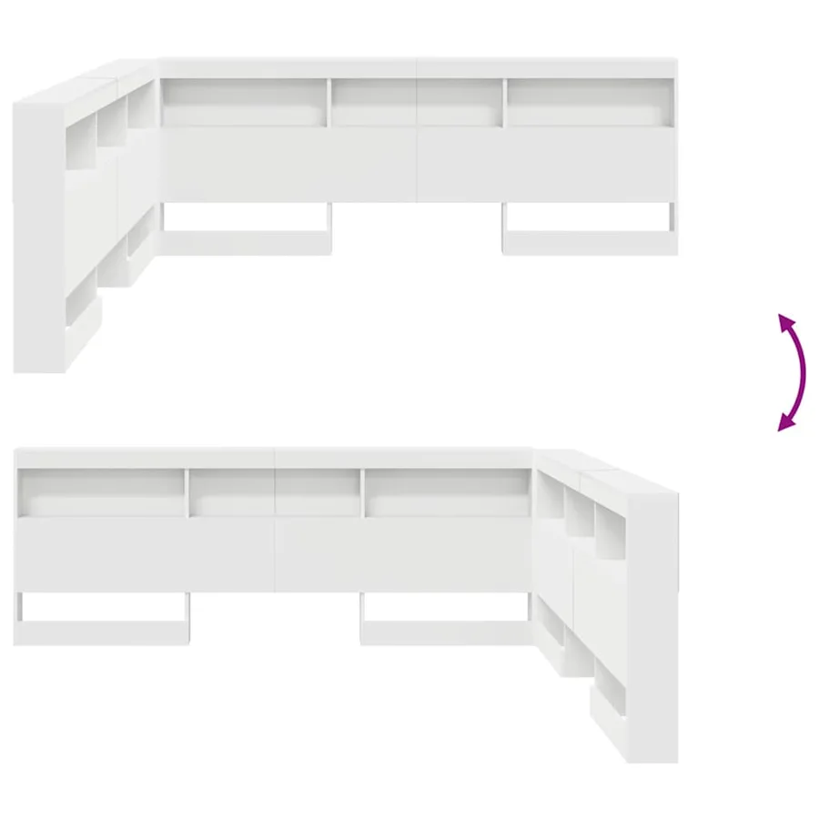Tête de lit de rangement Blanc 200 cm Bois d'ingénierie - 8