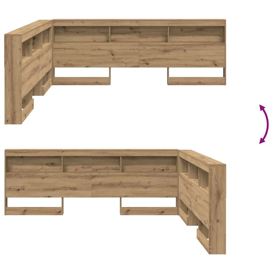Tête de lit de rangement Chêne artisanal Bois d'ingénierie - 8