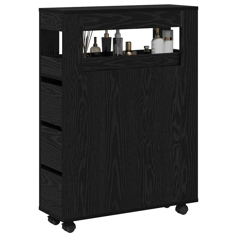 Ensemble de mobilier de salle de bain avec roue Chêne noir - 3