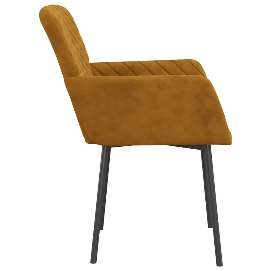 Chaises à manger lot de 2 Marron Velours - 5