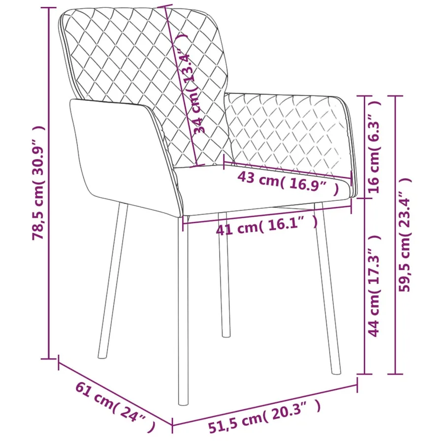 Chaises à manger lot de 2 Marron Velours - 9