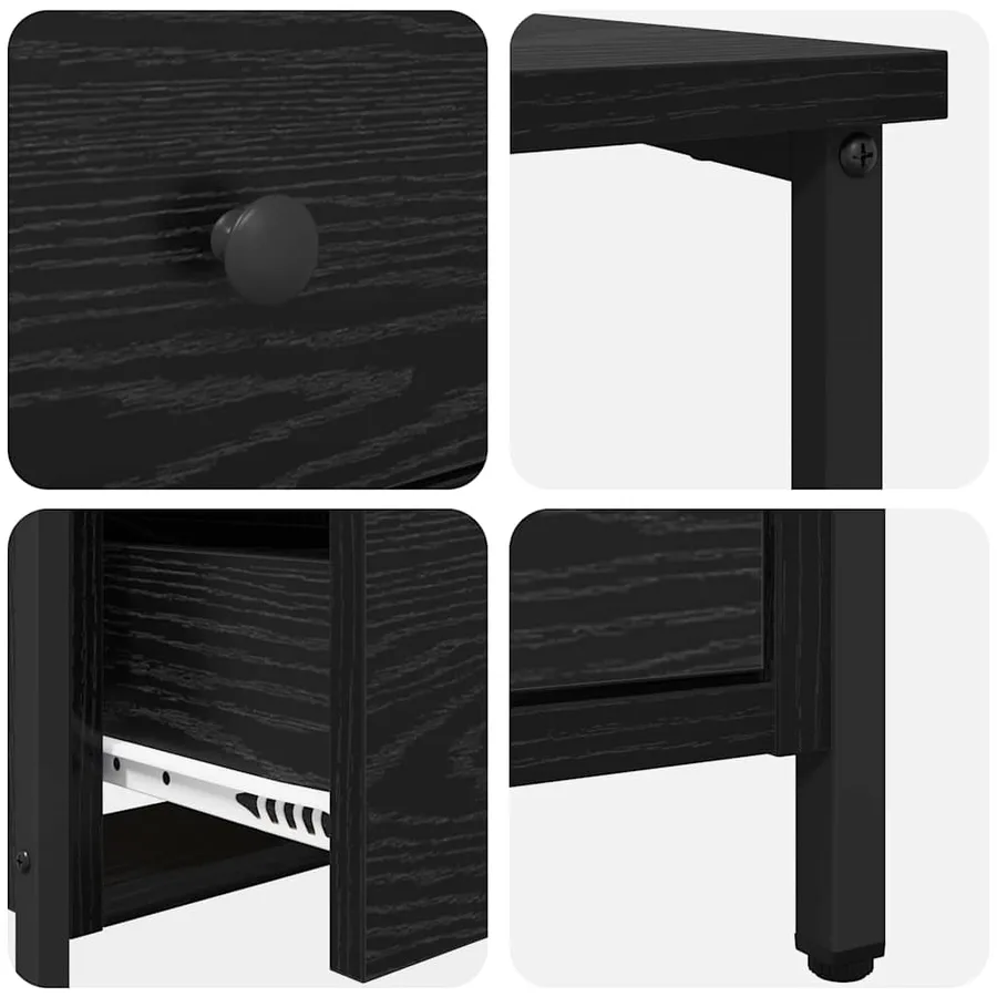 Cabinet de chevet avec tiroir 2 pcs Chêne noir 30 x 60 x 60 cm - 10