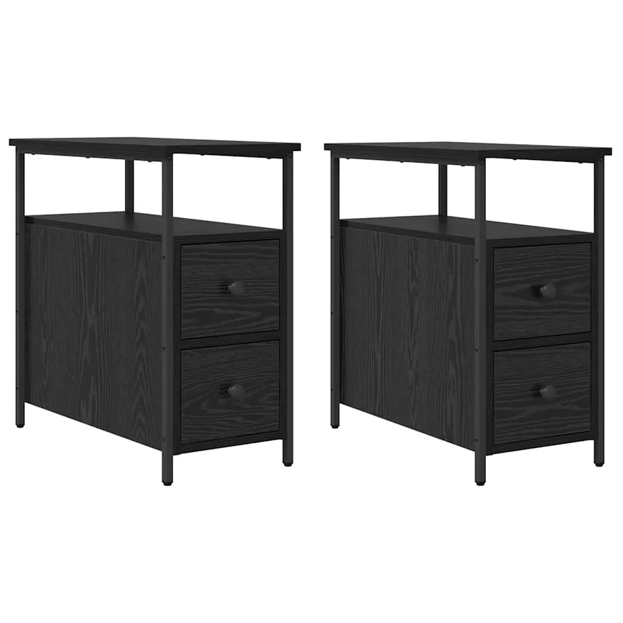 Cabinet de chevet avec tiroir 2 pcs Chêne noir 30 x 60 x 60 cm - 2