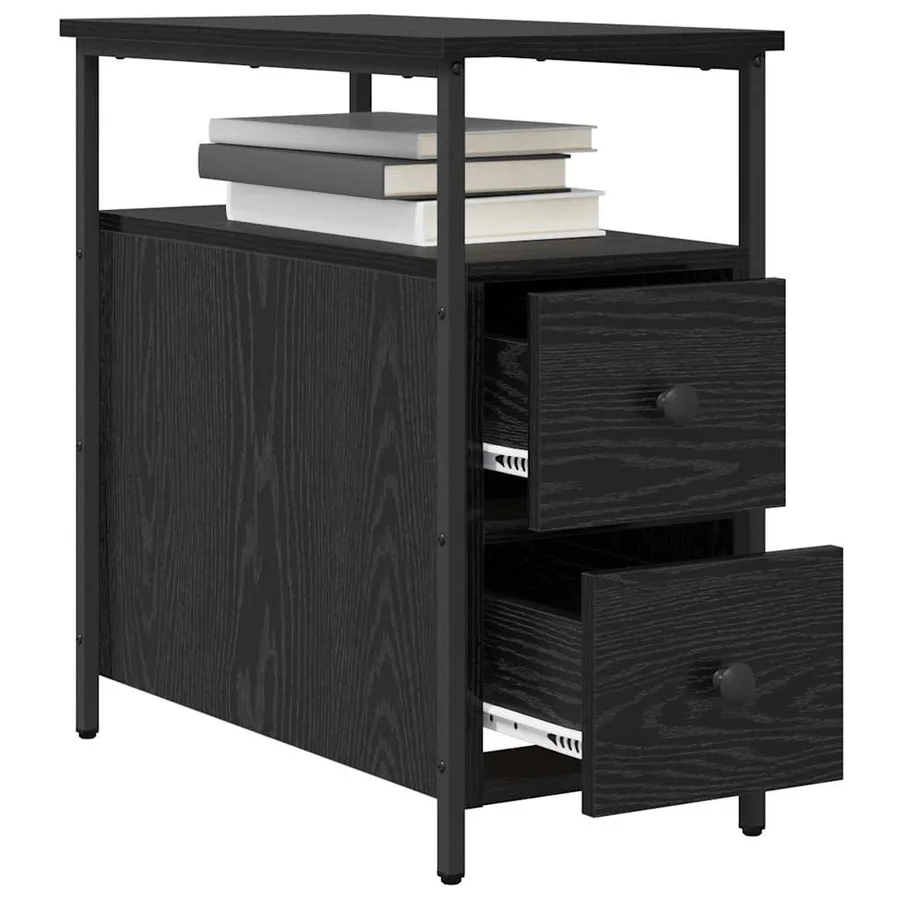 Cabinet de chevet avec tiroir 2 pcs Chêne noir 30 x 60 x 60 cm - 3
