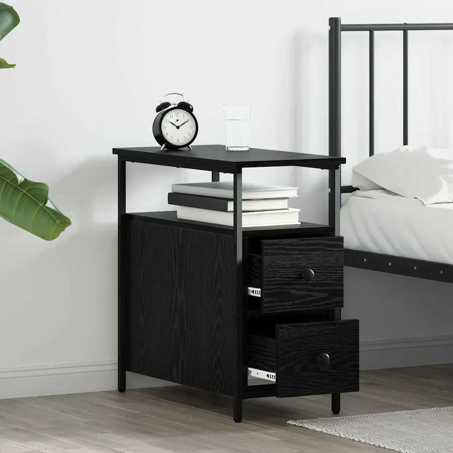 Cabinet de chevet avec tiroir 2 pcs Chêne noir 30 x 60 x 60 cm - 4