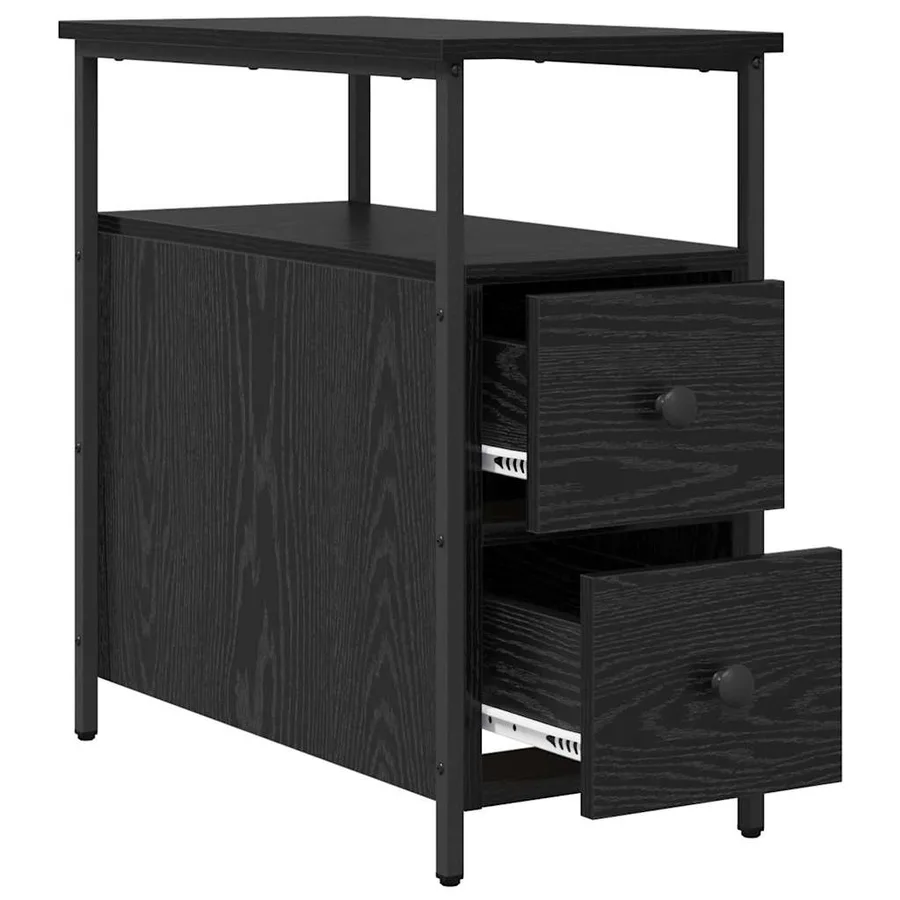 Cabinet de chevet avec tiroir 2 pcs Chêne noir 30 x 60 x 60 cm - 6