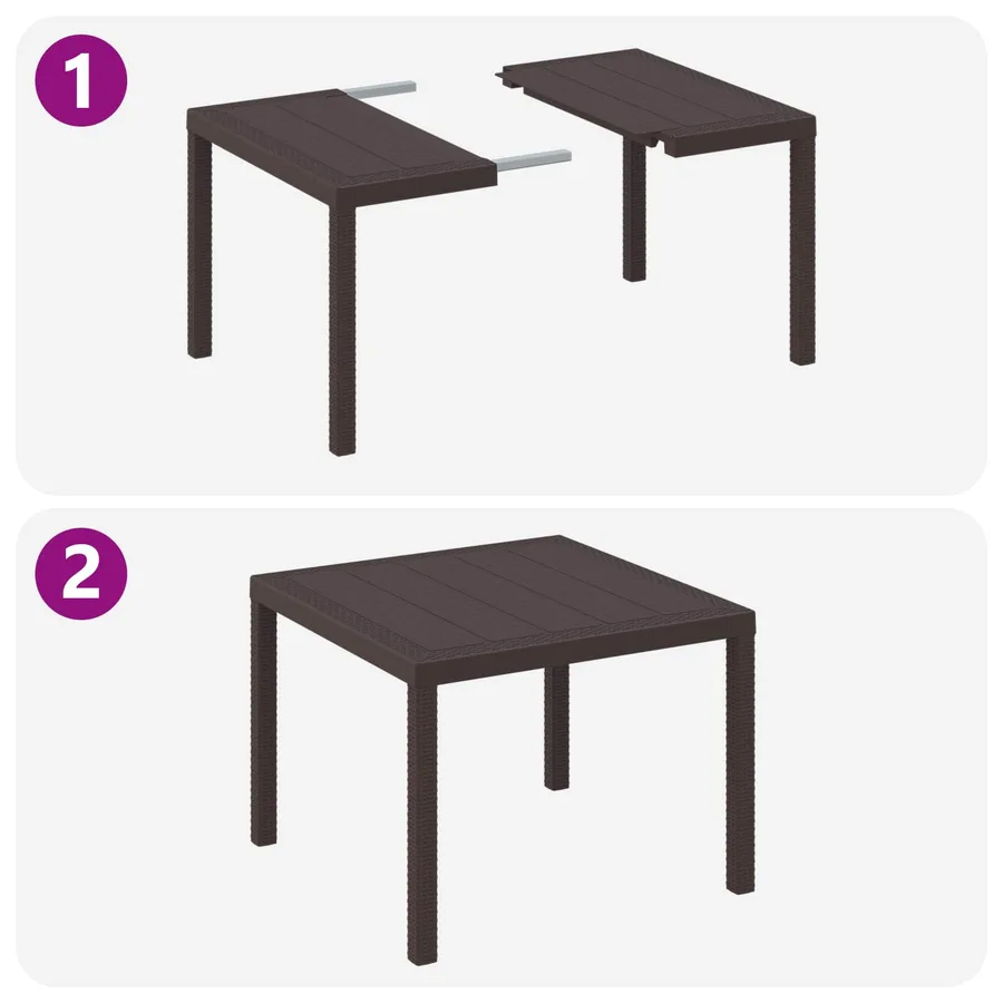 Table de Jardin Marron 100 x 100 x 73 cm polyrotin - 6