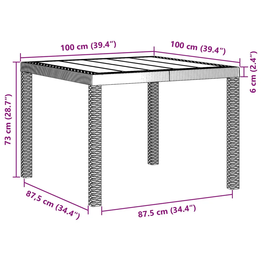 Table de Jardin Marron 100 x 100 x 73 cm polyrotin - 7