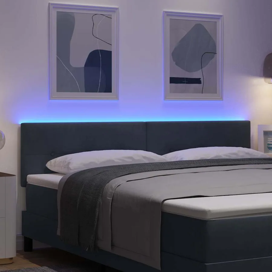 Tête de lit LED avec bandes LED Gris 180 cm Velours - 4