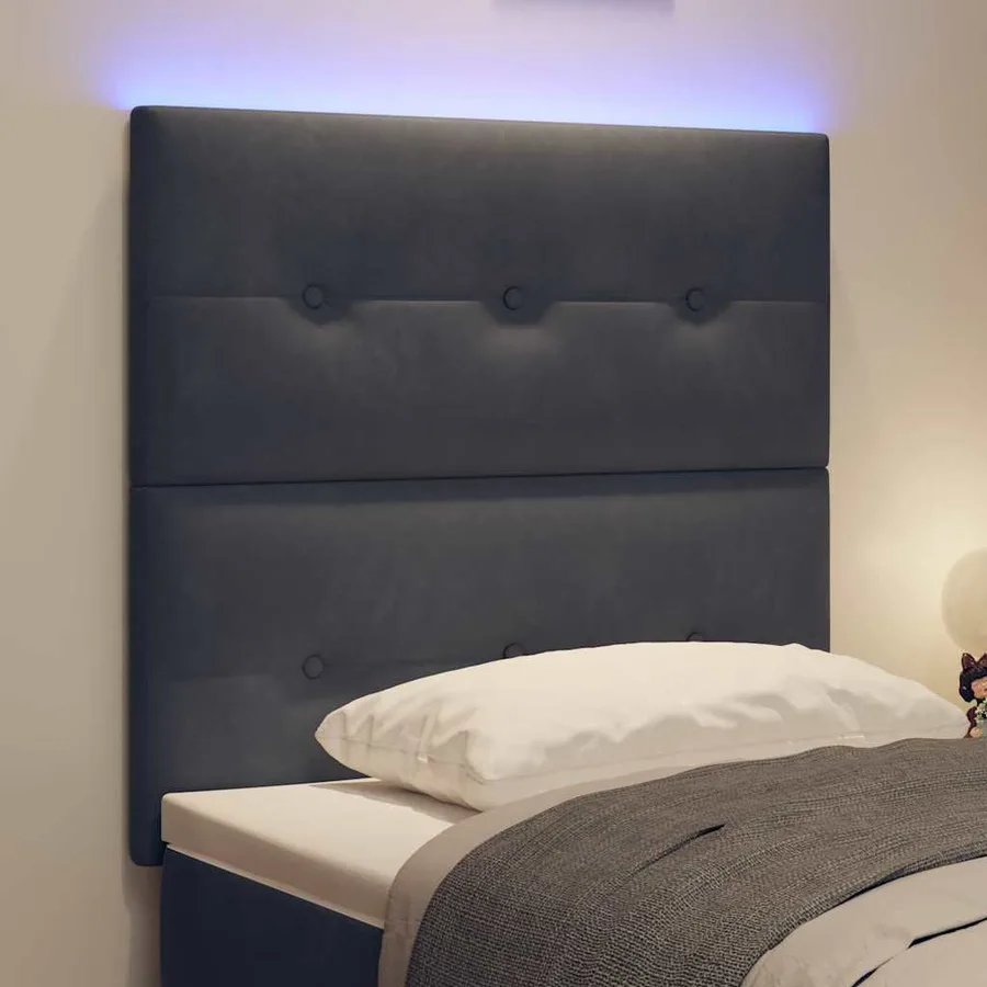 Tête de lit LED avec bandes LED Gris 100 cm Velours - 4
