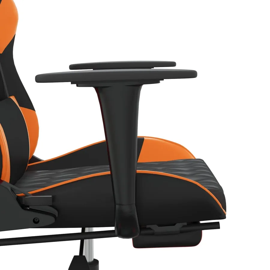 Chaise de jeu de massage et repose-pied Noir&Orange Similicuir - 10