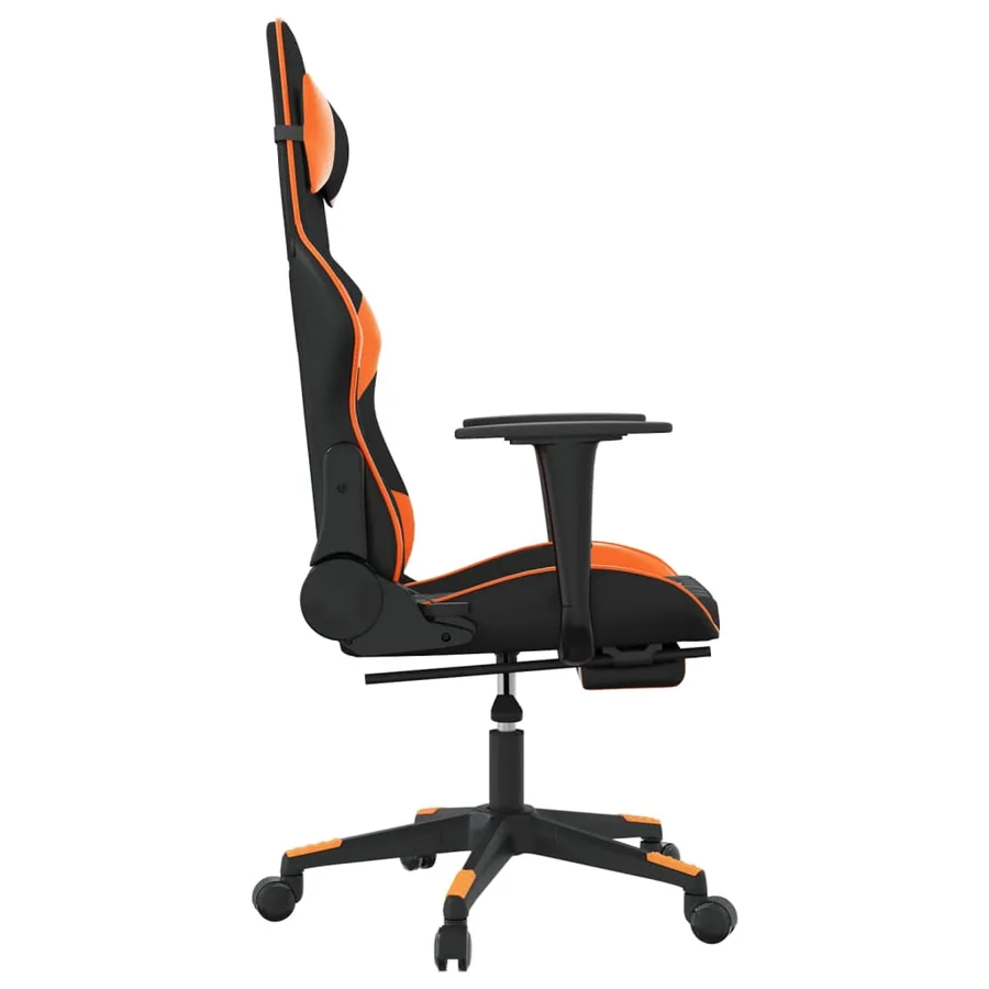 Chaise de jeu de massage et repose-pied Noir&Orange Similicuir - 5