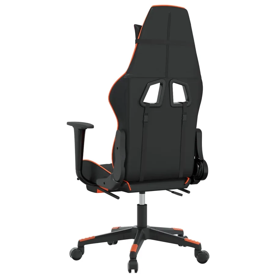 Chaise de jeu de massage et repose-pied Noir&Orange Similicuir - 6