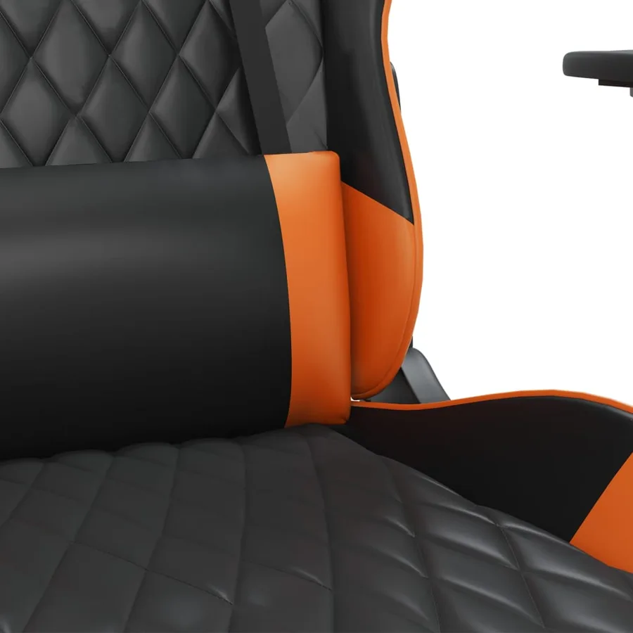 Chaise de jeu de massage et repose-pied Noir&Orange Similicuir - 9
