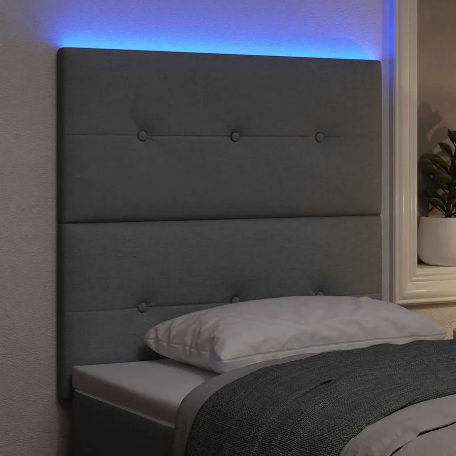 Tête de lit LED avec bandes LED Gris clair 90 cm tissu - 4