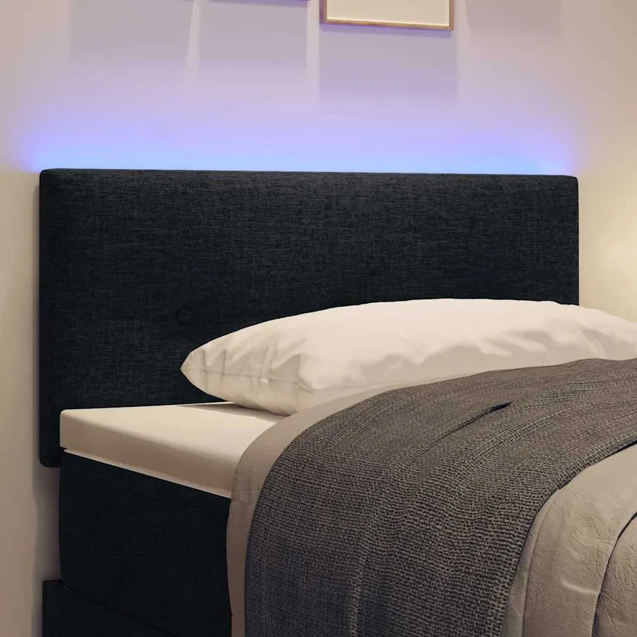 Tête de lit LED avec bandes LED Noir 80 cm tissu - 4