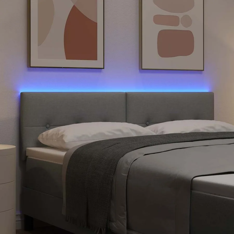 Tête de lit LED avec bandes LED Gris clair 160 cm tissu - 4