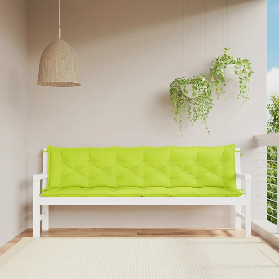 Coussins de banc de jardin lot de 2 vert vif tissu Oxford