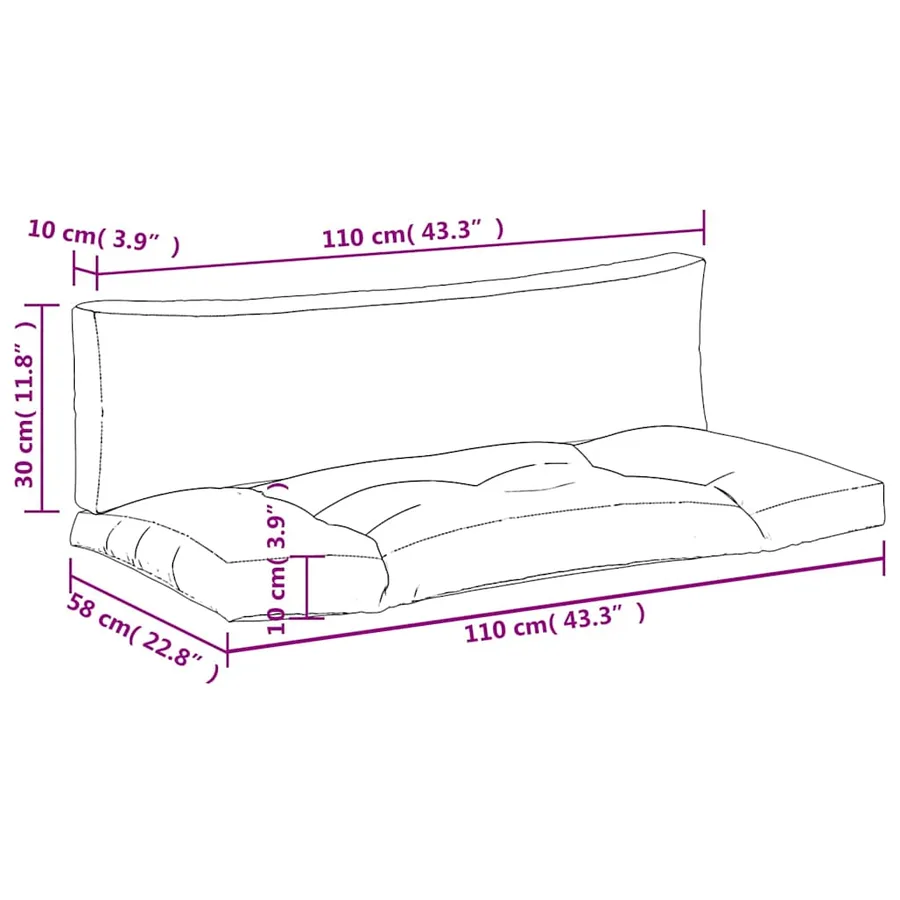 Coussins de palette lot de 2 noir tissu - 10