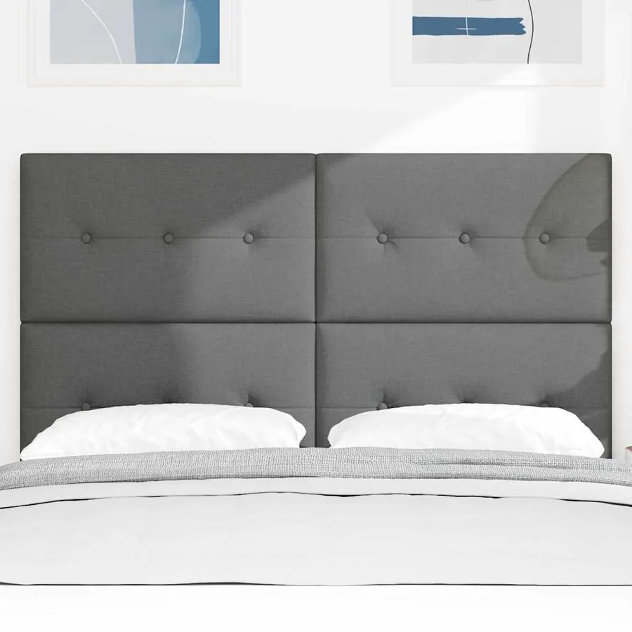 Tête de lit LED avec bandes LED Gris foncé 144 cm tissu - 3