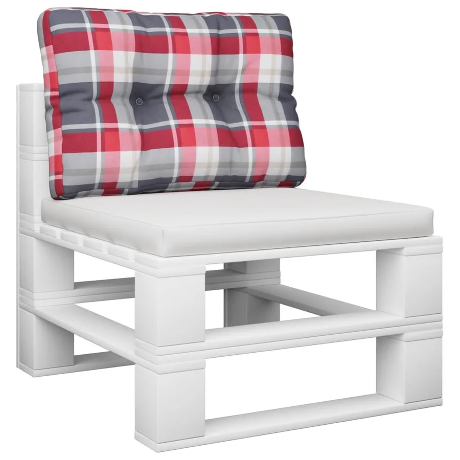 Coussin de palette motif à carreaux rouge 50x40x12 cm tissu - 3