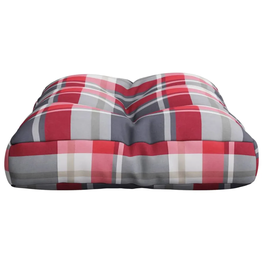 Coussin de palette motif à carreaux rouge 50x40x12 cm tissu - 6