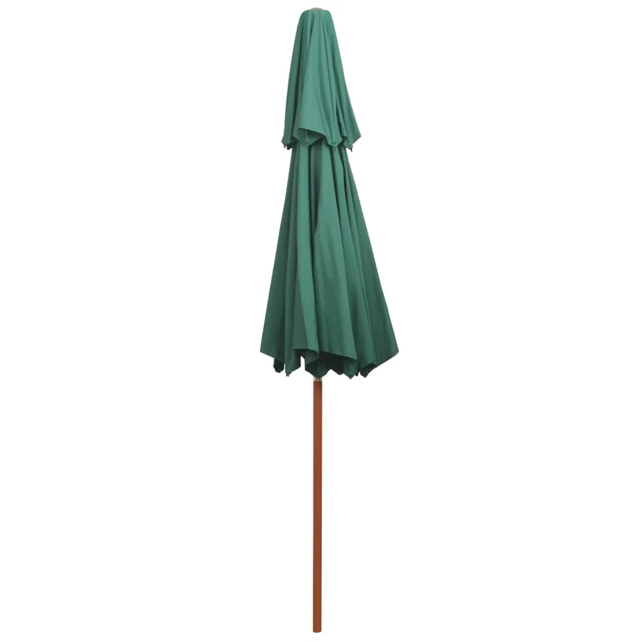 Parasol à deux étages avec poteau en bois 270 x 270 cm vert - 4