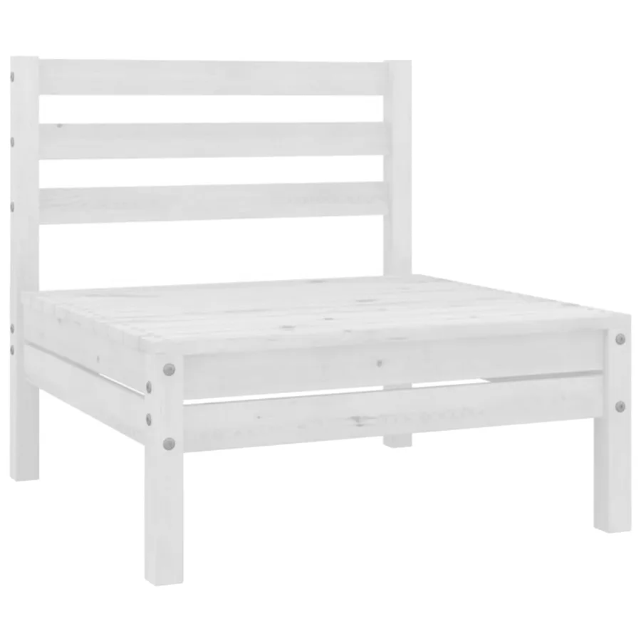 Salon de jardin 8 pcs Blanc Bois de pin massif - 3