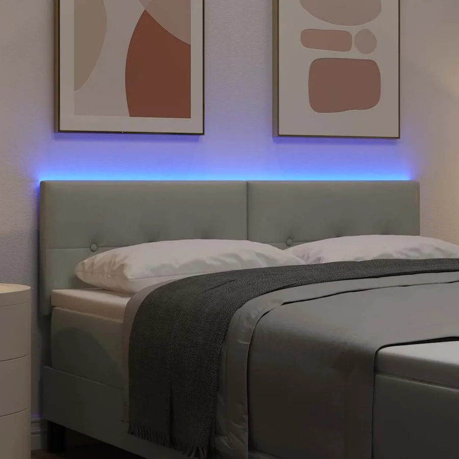Tête de lit LED avec bandes LED Gris clair 160 cm Velours - 4