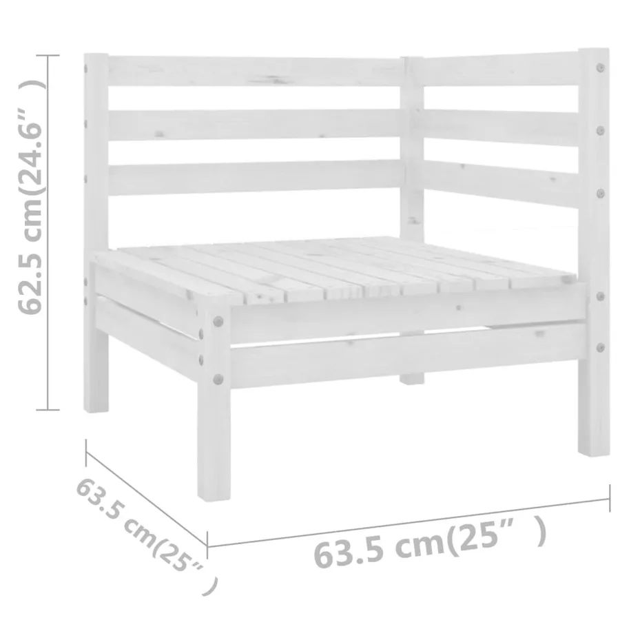 Salon de jardin 10 pcs Blanc Bois de pin massif - 6