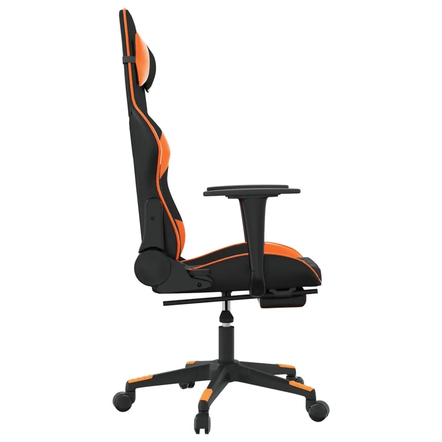 Chaise de jeu avec repose-pied Noir et orange Similicuir - 4