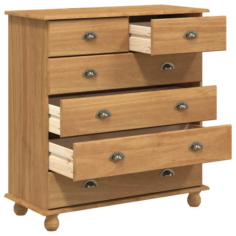 Commode ASKIM Marron 91 x 40 x 95,5 cm Bois de pin massif - 5
