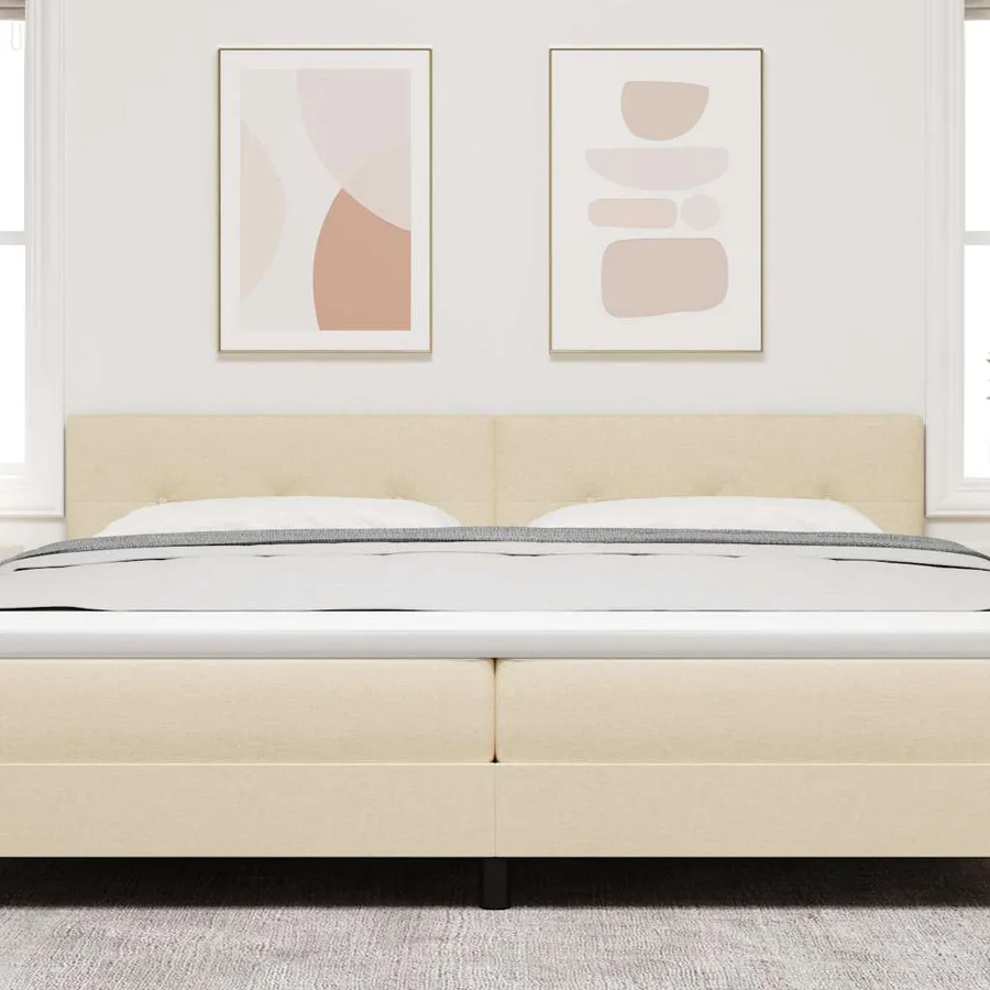 Tête de lit réglable en hauteur Crème 200 cm tissu - 3