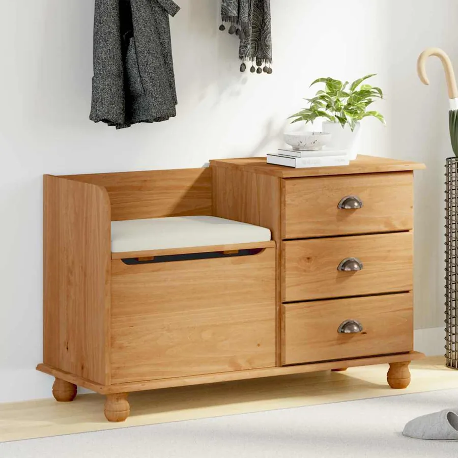 Banc de rangement avec tiroir ASKIM Marron 100 x 39 x 62 cm