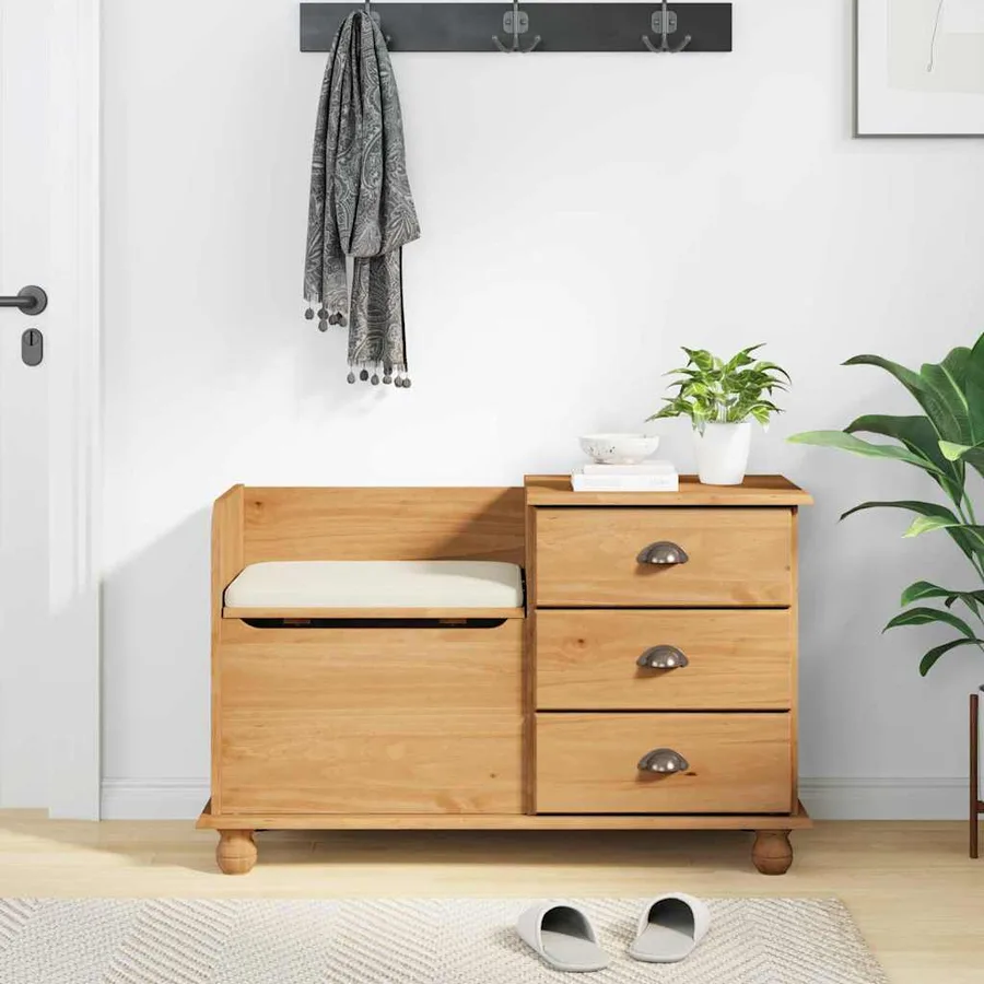 Banc de rangement avec tiroir ASKIM Marron 100 x 39 x 62 cm - 4