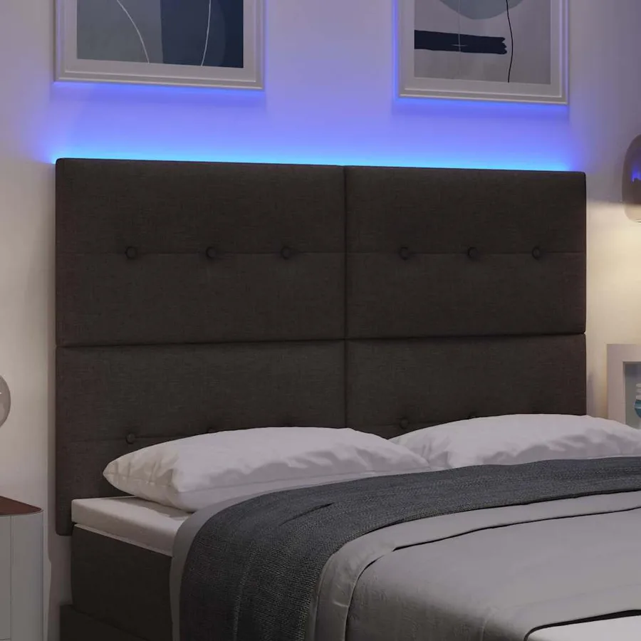Tête de lit LED avec bandes LED Marron foncé 144 cm tissu - 4